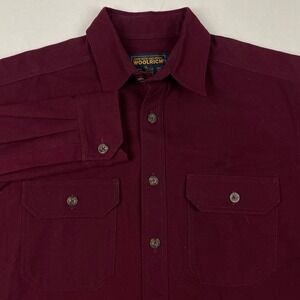 Woolrich John Rich Bros Mens Medium Burgundy Cotton Chamois Flannel Shirt 6460WS
